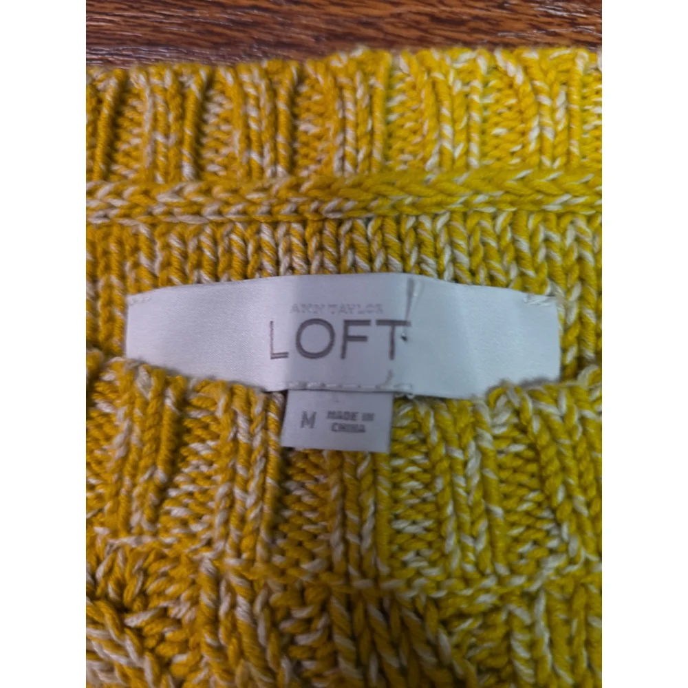 Ann Taylor Loft Yellow White Sweater size Medium - Picture 3 of 4